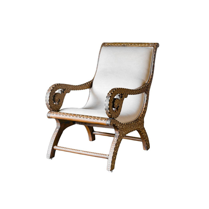 Bone Inlay Teak Wood Chair