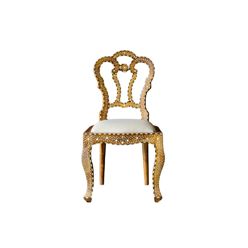 Bone Inlay Teak Wood Dinning Chair
