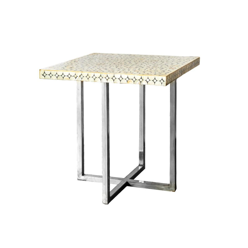MOP Side Table With Stainless Steel Base