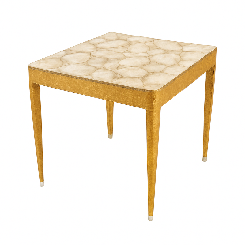 Beds Side Table With Agate Top & Gold Leaf