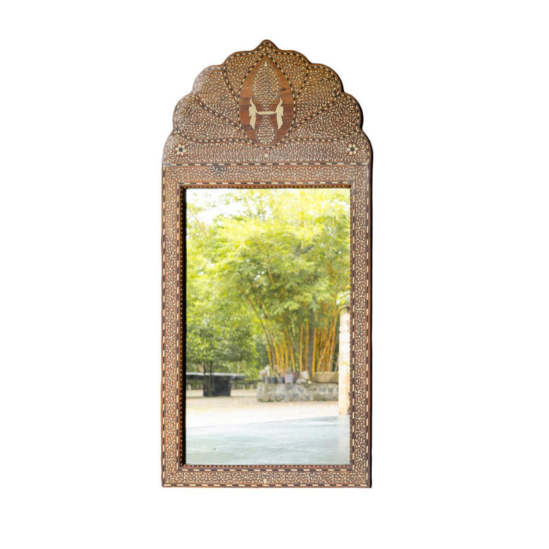 Bone Inlay Teak Wood Mirror Frame