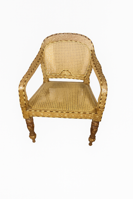 Bone Inlay Teak Wood Canning Dinning Chair With Arm