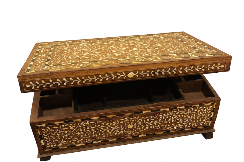 Bone Inlay Teak Wood Masala Box